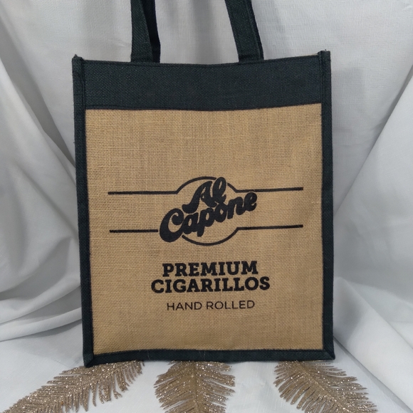 Al Capone cigarillos burlap tote bag - Picture 1 of 5